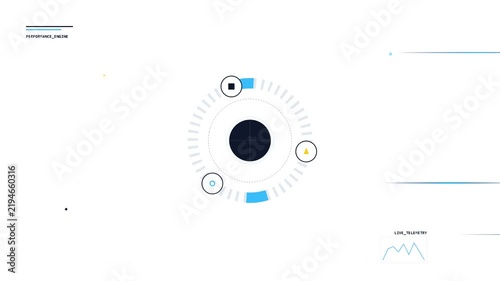 Futuristic HUD interface animation with rotating radar elements