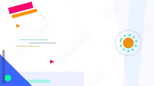 Playful flat colorful geometric shapes abstract modern motion background