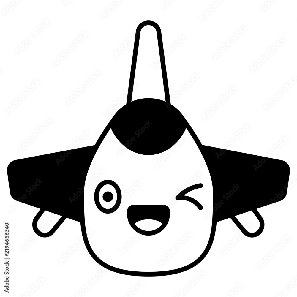 Fototapeta premium Smiling Fighter Jet Duotone Style Icon