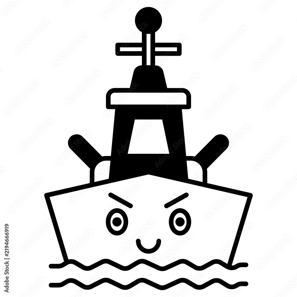 Obraz premium Proud Battleship Duotone Style Icon