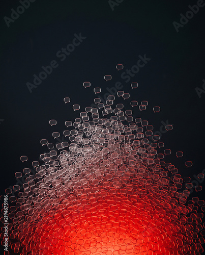 Mound of translucent cubes glowing red from within