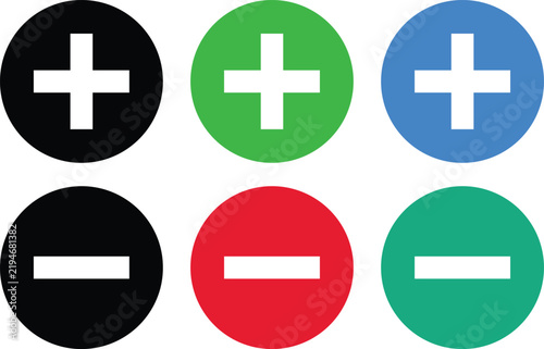 Foto Plus and minus math vector icon set