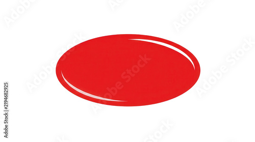 Red glossy oval shape isolated on transparent background