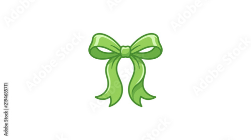A charming green ribbon bow illustration, perfect for festive gift wrapping and celebratory occasions