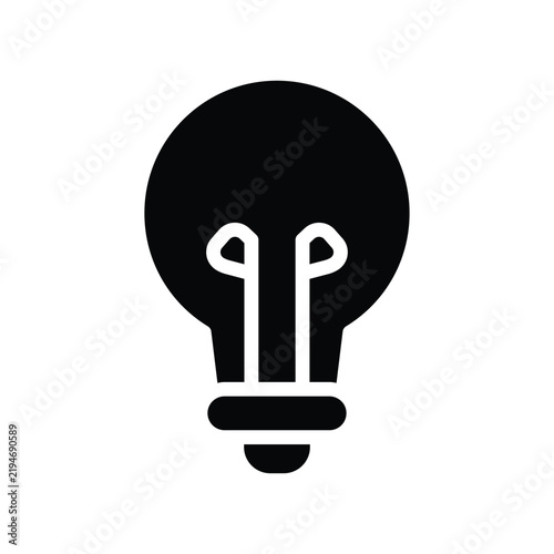 Simple Black Light Bulb Icon on White Background for Creative Projects