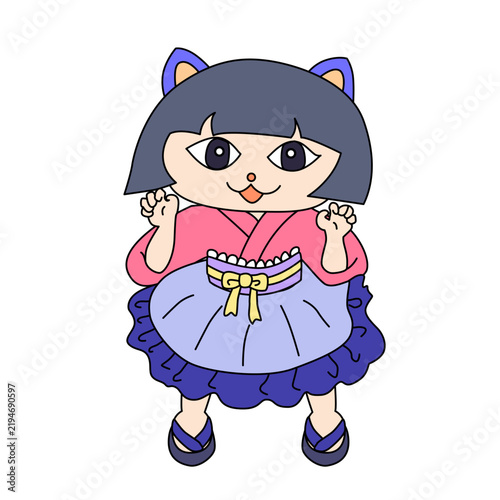 Obraz w ramie ねこむすめのベクターイラスト