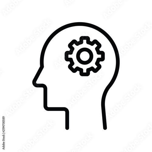 Abstract Illustration of a Human Head with a Gear Symbol Inside