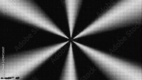 Black and white halftone dots pattern with radial star shape