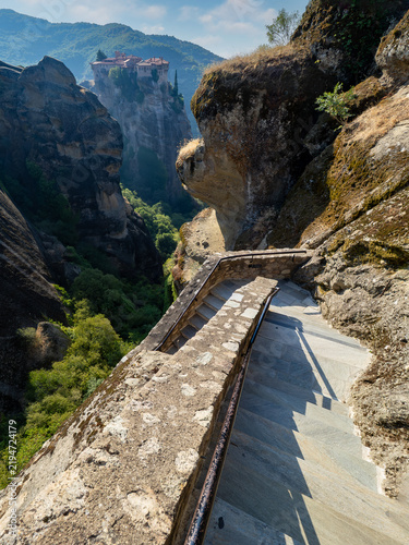 Obraz na plátně The ascension stairs at Great Meteoron Monastery, at Meteora, Greece