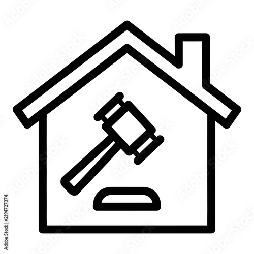 House with judge gavel icon real estate law auction symbol