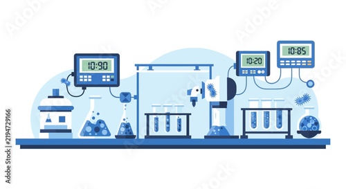 Modern Automated Scientific Laboratory Research Vector Illustration in Flat Style