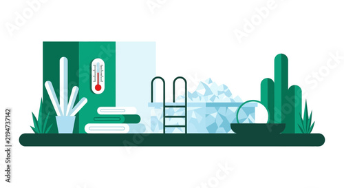 Minimalist Ice Bath and Cold Plunge Therapy Illustration for Wellness and Athlete Recovery