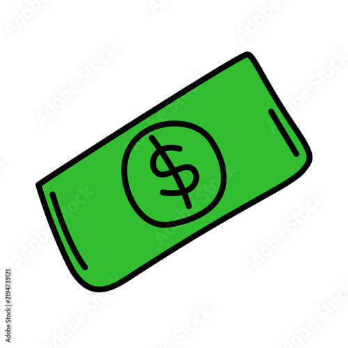 Hand Drawn American Dollar Currency Note Vector Illustration | USD Currency Green Note Bill