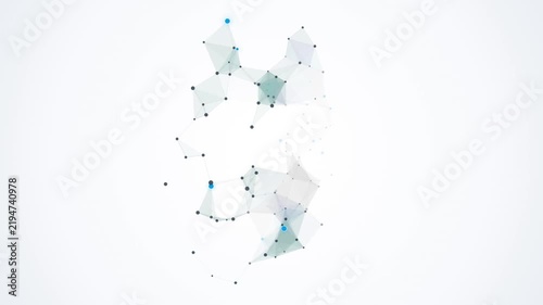 Abstract Digital Network Animation with Glowing Nodes and Data Flow Connections