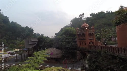 Static view of green mountain hillside and natural landscape scenery