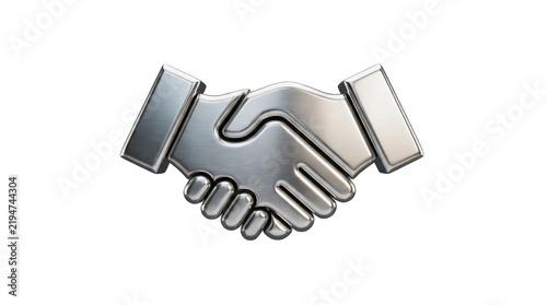 Two Metallic Hands Forming a Business Handshake Symbol
