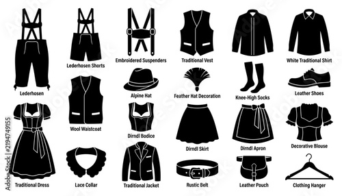 Traditional German Clothing Set, Including Lederhosen, Dirndl