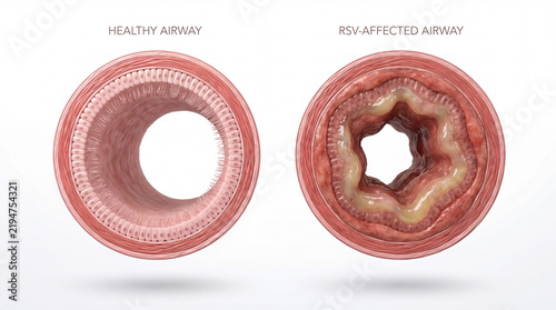 Cross Section Comparison of Healthy and RSV Affected Bronchiole