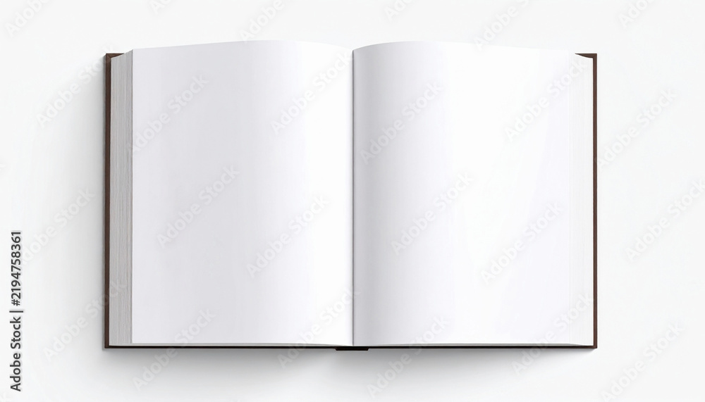 Fototapeta premium Open blank book mockup template with hardcover on white background