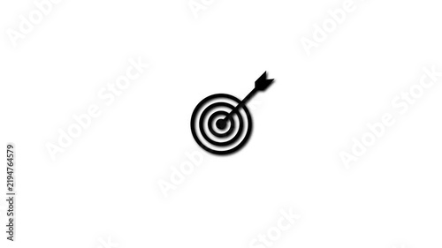 Minimalist target with arrow hitting bullseye, business success and goal achievement concept animation
