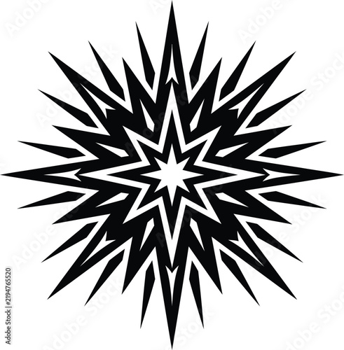 Geometric compass rose symbol with radial lines for navigation and design projects