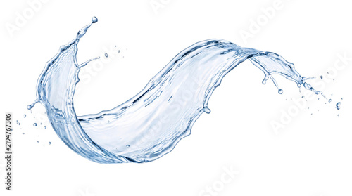 Abstract blue water splash swirl isolated on black png on transparent background