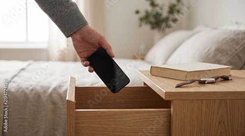 Putting smartphone away for bedtime digital detox