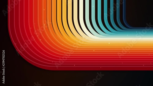 Retro Neon Curved Lines Motion Background with Colorful Gradient Loop Animation