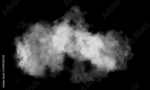 Wispy white smoke cloud isolated on a solid black background captured with soft lighting to create a realistic gaseous texture perfect for various digital compositing