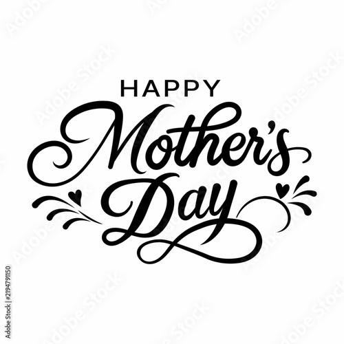 Elegant calligraphy lettering spells out happy mother s day a black vector illustration on a white background mothers day typography greeting.