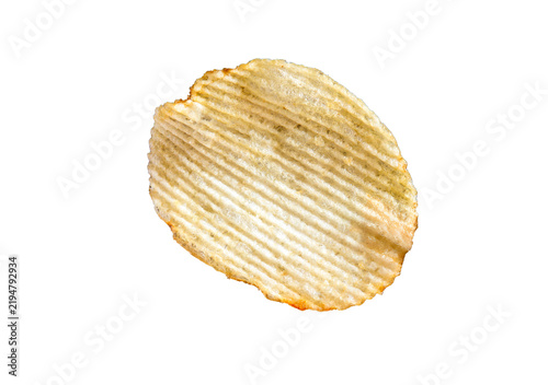 Rippled potato chip snack on transparent background