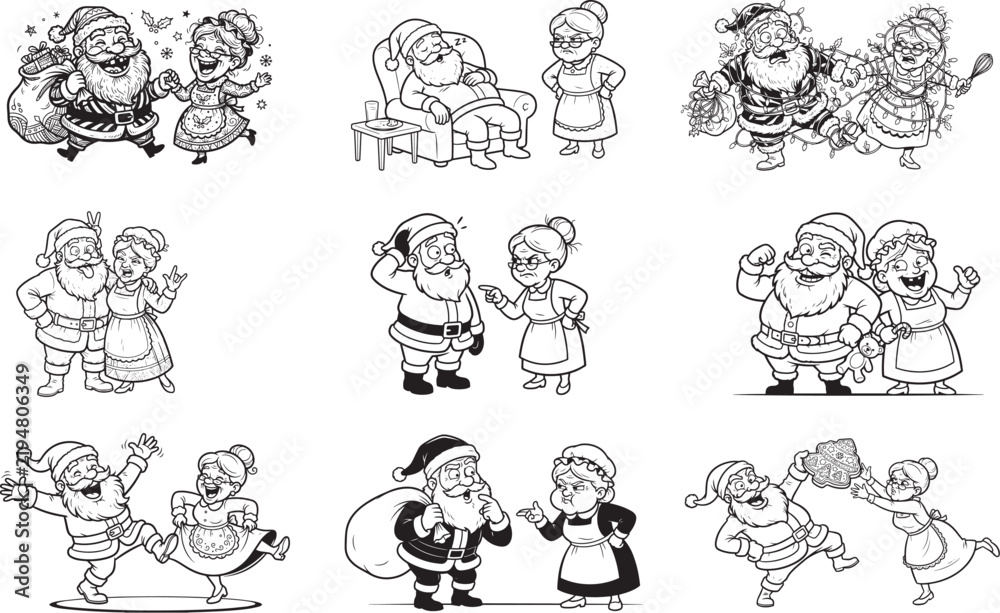 Obraz premium Funny Santa & Mrs Claus Christmas SVG
