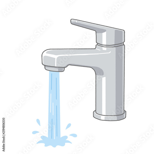 Faucet with Running Water Illustration