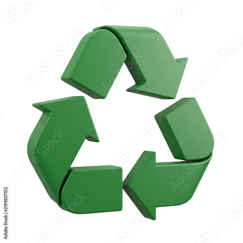 3D Green Recycle Symbol Isolated on transparent background