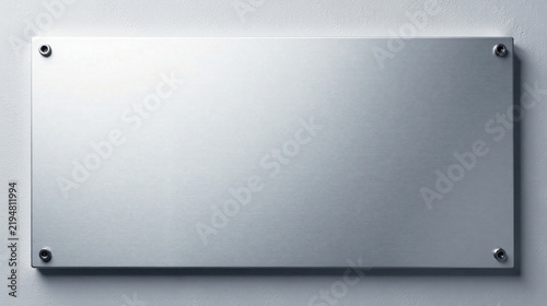 Blank Brushed Metal Sign Plate on Wall, Ready for Your Message or Design