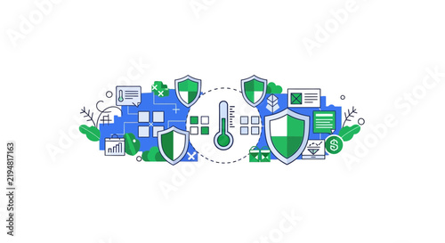 Business Climate Risk Management and Sustainable Finance Vector Illustration