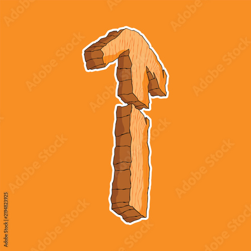 Hand drawn wooden arrow sign pointing up vector