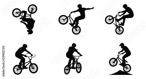 Принти на полотні Human silhouettes depict various recreational activities against a white backgro