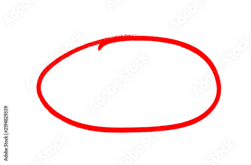 Hand-drawn red marker style oval circle shape