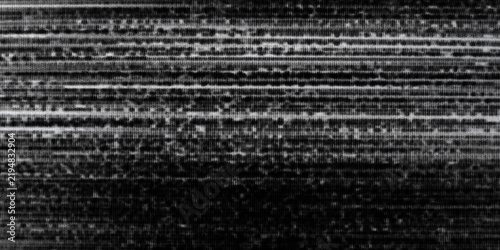 Fotografie Glitch texture background with analog static noise, distorted black and white te