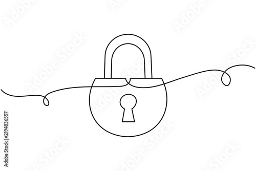 Security Padlock Continuous Line Art Vector Illustration for Modern Cyber Data Protection UI Design