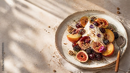Seasonal fruit dessert on a plate