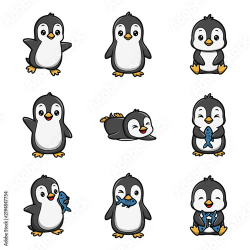 set illustration of penguin
