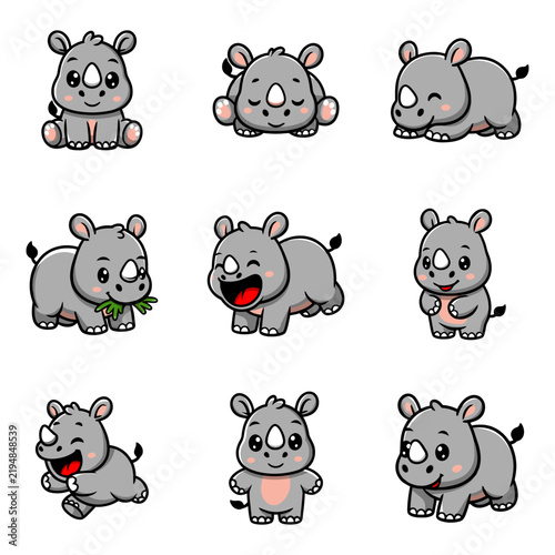 set illustration of rhinoceros