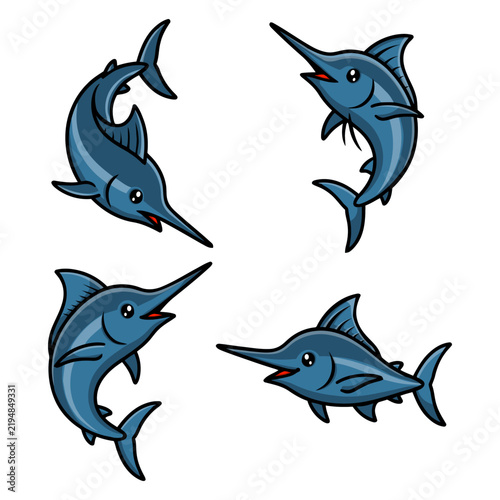 set illustration of sword fish