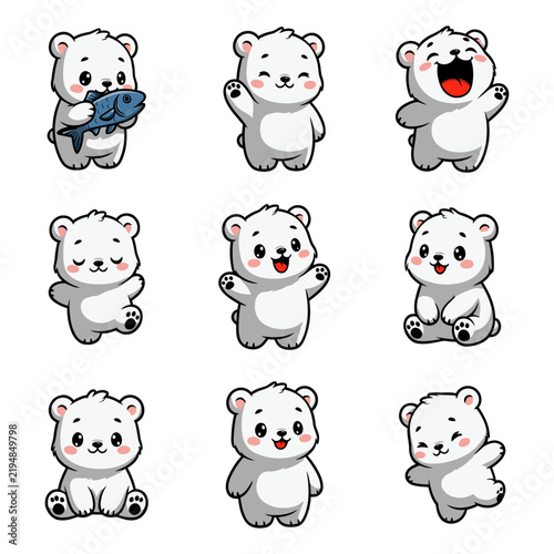 set illustration of polar bear