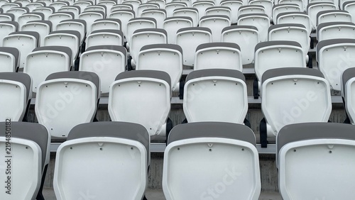 Full frame close-up of rows of Empty folded stadium seats