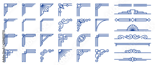 Fotografie Premium set of art deco style corners and dividers collection of geometric borde