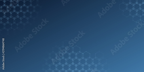 Abstract hexagonal geometric pattern on a gradient blue background, evoking a sense of technological advancement and scientific structure.