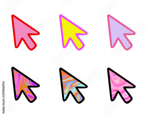 Colorful cursor and arrow pointer set for website, app, digital interface, and navigation projects.